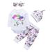 Lovebay Infant Baby Girl Unicorn Bodysuit Pants Headband Hat Clothes Outfit Set 0-18 Months