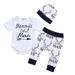 Binpure Infant Newborn Baby Boys Short Sleeve Romper Deer Print Pants Hat 3PCS Outfit Set 0-18 Months