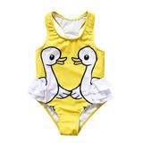 Gyratedream Toddler Little Girls Yellow Duck Sports Bathing Suit One Pieces Ruffles Swimsuit