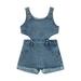 Sunisery Kid Playsuit Square Neck Sleeveless Hollow Out Romper Streetwear