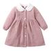 KIMI BEAR Toddler Baby Girls Dress 3T Toddler Girls Autumn Winter Dress 4T Toddler Girls Sweet Doll Collar Twist Stripe Long Sleeve Dress Purple