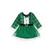 JYYYBF 1-6Y Christmas Toddler Girls Princess Dress Plaid Print Long Sleeve Round Neck Patchwork Tulle A-line Dress for Party Green 2-3 Years