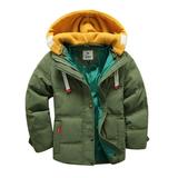 dmqupv 6 Boys Jacket Toddler Kids Baby Boys Girls Winter Warm Long Sleeve Jacket Outerwear Coats Removable Hooded Outerwear Army Green 5-6 Years