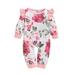 Infant Baby Girl Clothes Ruffle Long Sleeve Floral Jumpsuit Baby Girl One-piece Bodysuit Infant Baby Girl Onesies Jumpsuit Clothes 9-12 Months