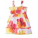 Youngland Infant Girls Orange & Yellow Floral Dress Smocked Sun Dress 0-3m