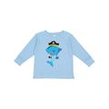 Inktastic Pirate Shark Shark Wearing Pirate Hat Blue Shark Boys or Girls Long Sleeve Toddler T-Shirt