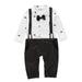 StylesILove Sailor Boat Print Faux Suspender Formal Wear Baby Boy Romper (3-6 Months Black)