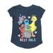 Jumping Beans Toddler Girls Blue Sparkle Best Pals Elmo Big Bird Tee Shirt 4T