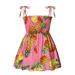 Binwwede Toddler Baby Girls Summer Dress Sleeveless Halter Floral Sundress Ruffle Strap Beachwear Midi Dress MHX