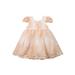 Cute Baby Girls Embroidered Dress Large Bowknot Princess Ruffles Sleeve Party Formal 1-4T