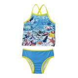 Joe Boxer Toddler Girl Blue Tropical Ocean Fish Swimming Suit Swim Tankini 3T