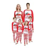 Hirigin Christmas Family Pajamas Merry Christmas Letter Print Long-Sleeve Tops with Pants Suit for Mom Dad Kids