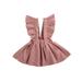 Musuos Fashion Auutmn Toddler Baby Girls Suspender Dress Ruffle Strap Solid Color Backless Overall Dress Casual Clothes