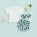 2022 Summer Newborn Baby Girl Clothes Sets Infant Fashion Letter Short Sleeve T-Shirt +Flower Shorts + Headband Summer Clothes Set