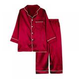 HULKLIFE Children s Autumn Long-Sleeved Silk Pajamas Christmas Color Silk Pajamas