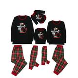 Matching Family Christmas Pajamas Set Dinosaur Print Plaid Sleepwear for Mom Dad Kids Baby