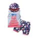 Musuos 2 Pieces Kids Suit Set Stripe Letter Print Sleeveless Hooded Tops+ Star Print Shorts for Boys 6 Months-4 Years