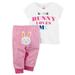 Baby Clothing Outfit Girls 2-Piece Easter Top & Pant Set Bunny Pink