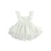 Bebiullo Infant Baby Girls Tulle Dress White Ruffle Sleeve Lace Dresses Toddler Tie Up Tutu Dresses White 12-18 Months