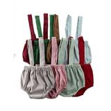 Carolilly Children Solid Color Suspender Shorts Infant Adjustable Pants with Button Summer Fashion Shorts