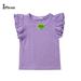 Puloru Baby Girl Fly Sleeve T-shirt Solid Color Summer Cute Casual Top