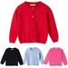 Xinhuaya 1-7T Toddler Girl Solid Color Knit Cardigan Long Sleeves Button Down Sweater Loose Outerwear