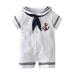 StylesILove Baby Boy Marine Sailor Costume Short Sleeve Romper Onesie Outfit (L/9-12 Months)