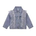 Infant Kid Girls Denim Jac Kid Girls Denim Jackets Autumn Spring Jeans Lace Long Sleeve Coats Outerwear Cowboy Children Clothing