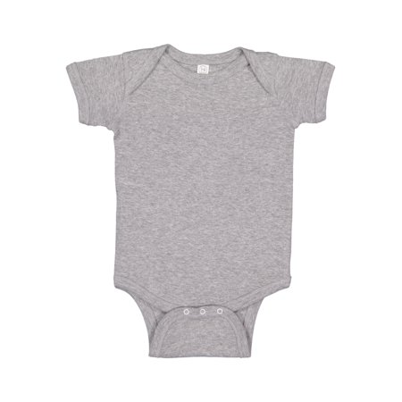 Rabbit Skins Infant 100% Cotton Jersey Lap Shoulder Short Sleeve Bodysuit Heather 12 Months