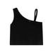 Kids Toddler Girls Crop Top One Shoulder Sleeveless Knit Short T-Shirt Summer Casual Clothes