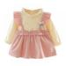 SYNPOS Toddler Baby Girl Patchwork Dress Ruffle Long Sleeve One Piece Party Dresses Outfits Clothes 2-3 Years