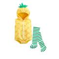 Canrulo Funny Infant Baby Clothes Set Pineapple Shaped Hooded Vest Romper+Striped Stockings Autumn Outfits Yellow 18-24 Months