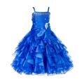 Ekidsbridal Elegant Stunning Rhinestone Organza Layers Flower Girl Dress Junior Bridesmaid Recital Easter Holiday Birthday Girl Dress Communion Formal Clothing Baptism 164s royal blue 12