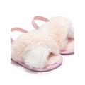 HOTWINTER Girl s Fluffy Slippers Kids Fuzzy Slippers Slide Sandals Leopard Tie Dye Plush Open Toe Slip on House Bedroom Slippers