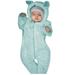 dmqupv Long Sleeve Romper Baby Boy Baby Footed Hooded Coat Bear Jumpsuit Ears Girl Clothes for Baby Boy Mint Green 0-3 Months