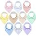 Diaper Squad 100% Organic Cotton Pastel 10-Pack Baby Drool Bandana Bibs Solid Colors for Boys and Girls