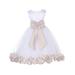 Ekidsbridal Wedding Pageant Rose Petals White Tulle Junior Bridesmaid Toddler Dress Summer Easter Dress First Communion Girls Clothing Holiday Recital Dress Princess 302T size 2 Flower Girl Dress