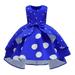 Zpanxa Baby Girls Retro Polka Dot Dress Toddler Girls Princess Dress Little Girls Party Wedding Dress Rose Print Kids Pageant Flower Girl Sleeveless Dress Christmas Dress Blue (2-3 Years)