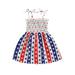 TheFound Toddler Baby Girl 4th of July Dress Strap American Flag Dress Summer Little Girls Independence Day Outfits