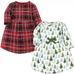 Hudson Baby Infant and Toddler Girl Cotton Long-Sleeve Dresses 2pk Evergreen Trees 2 Toddler