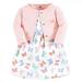 Hudson Baby Baby and Toddler Girl Cotton Dress and Cardigan Set Pastel Butterfly 9-12 Months