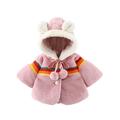 Verugu Toddler Baby Girls Boys Winter Coat Thicken Warm Jackets Baby Hooded Snow Outwear Coat Kids Solid Color Rainbow Plush Cute Rabbit Ears Winter Hoodie Thick Coat Cloak Pink 9-12 Months