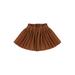 Sunisery Toddler Baby Girls Mini Skirt Casual Elastic Waist Solid Color Faux Leather Skirt Pleated Skirt Brown 3-4 Years
