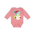 Inktastic Snowman With Hat Scarf Gloves Carrot Nose Boys or Girls Long Sleeve Baby Bodysuit