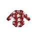 JYYYBF 0-24M Christmas Newborn Baby Girls Boys Romper Letter Santa Claus Print Long Sleeve Round Neck Sweatshirt Playsuit Wine Red Santa Claus 0-6 Months