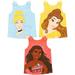Disney Princess Moana Belle Cinderella Toddler Girls 3 Pack Tank Tops Infant to Big Kid