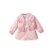 SAYOO Baby Floral Coat Dress Suit Sleeveless Round Neck High Waist A-Line Midi Buttons Cardigan