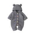 Honeeladyy Children Toddler Baby Clothes Newborn Baby Girls Boys Winter Warm Coat Knit Outwear Hooded Jumpsuit Gray Discount