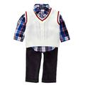Only Kids Infant Boys 3 Piece Dress Up Outfit Pants Plaid Shirt Sweater Vest 18m