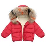 TAIAOJING Winter Coats for Kids with Hoods Winter Child Solid Color Zipper Keep Warm Clothes Jacket for Baby Boys Girls 4-5 Years